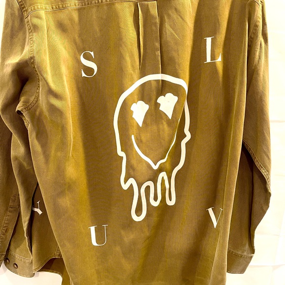 Territory ahead ribbed long sleeve button shirt w/ happy face. Tan/brown. Sz: XL - Picture 7 of 8